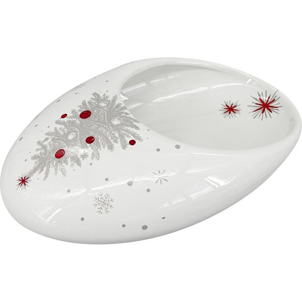 Ciotola Di Natale Koleda Bean S (20X13X7Cm), Bianco/Rosso/Grigio-image