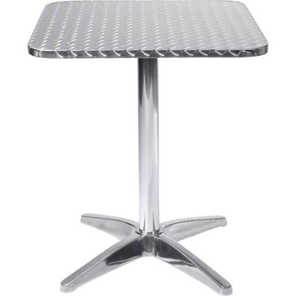 Milanihome.It - Tavolo Bar Quadrato Fisso A Colonna In Acciaio E Alluminio Waterproof 70X70 Per Esterno Portico Ristorante Gelateria Hoteldi Coloregrigio-image
