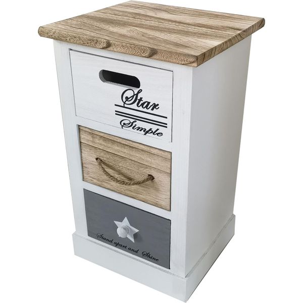 Milani Home - Mobiletto In Legno Con 3 Cassetti Cm 29 L X 27 P X 49 Hdi Colorebianco-image