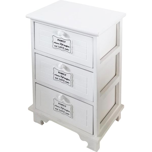 Milani Home - Mobiletto In Legno Con 3 Cassetti Cm 37 L X 28 P X 57 Hdi Colorebianco-image
