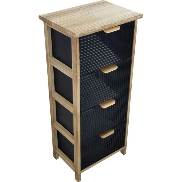 Milani Home - Mobiletto In Legno Con 4 Cassetti Cm 34 L X 25 P X 77 Hdi Colorenero-image