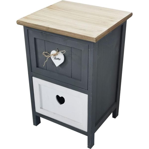 Milani Home - Mobiletto In Legno Con 2 Cassetti Cm 30 L X 27,5 P X 45 Hdi Coloregrigio-image