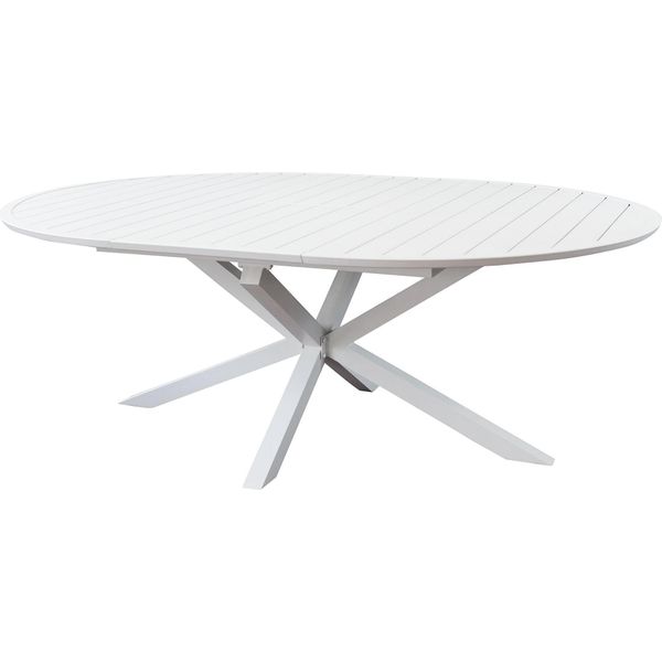 Milanihome.It - Tavolo Rotondo Da Giardino In Alluminio Allungabile 150/200 X 150 Di Design Per Esterno Giardino Cm Ø 150/204 X 150 X 75 Hdi Colorebianco-image