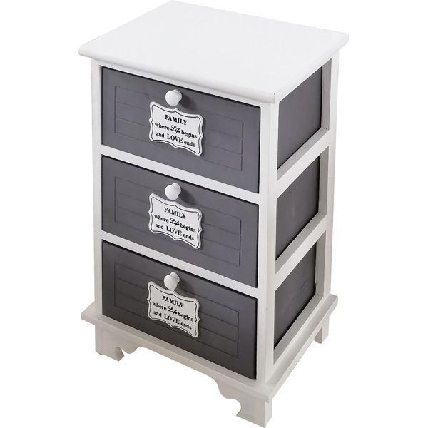 Milani Home - Mobiletto In Legno Con 3 Cassetti Cm 37 L X 28 P X 57 Hdi Coloregrigio Scuro-image
