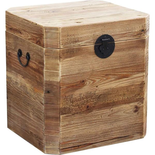 Milanihome.It - Baule In Legno Di Pino Riciclato Di Design Moderno In Legno Invecchiato Pezzo Unico Cm 52X48X55 Hdi Coloremarrone-image