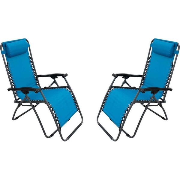 Milanihome.It - Sdraio Pieghevole Con Struttura Nera E Textilene Blu Per Campeggio Spiaggia Mare Piscina Giardinodi Coloreblu-image