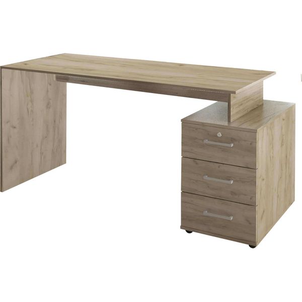 Milanihome.It - Scrivania Di Design Per Studio Moderna Con Cassetti 139X60X76 Hdi Colorerovere Grigio-image