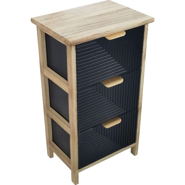 Milani Home - Mobiletto In Legno Con 3 Cassetti Cm 34 L X 25 P X 60,5 Hdi Colorenero-image