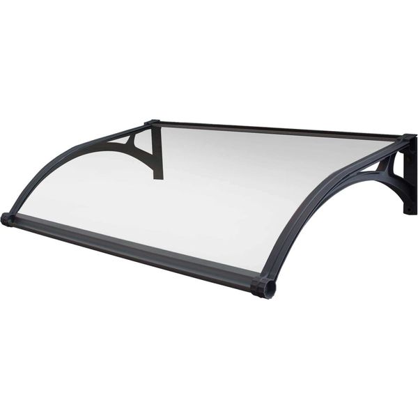 Milanihome.It - Pensilina Porta Ingresso In Policarbonato Fotovoltaica Con Led 100X120 Con Led E Sensore Di Prossimità Cm 100 X 120 / P.95 X 115Di Coloretrasparente-image