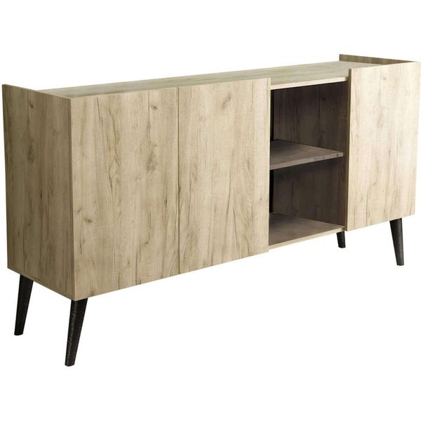 Milanihome.It - Madia Di Design Con 3 Ante Di Design Moderno Contemporaneo Cm 160 X 40 X 83 Hdi Colorerovere Grigio-image