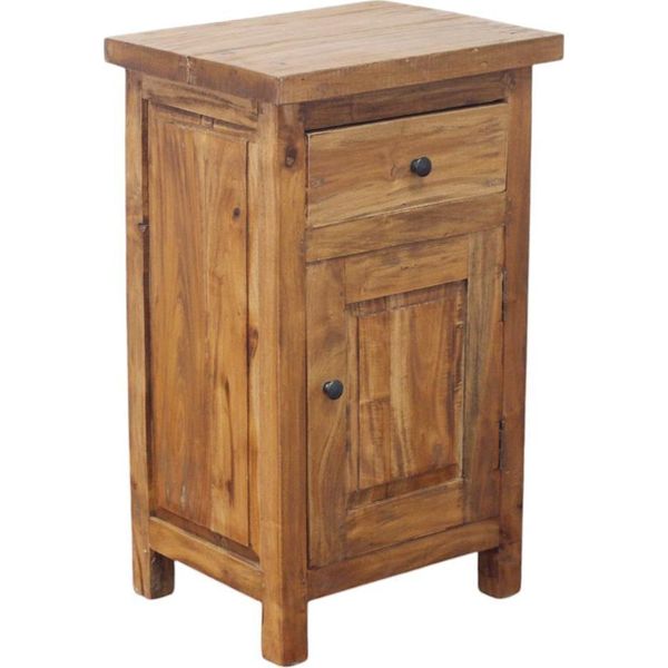 Milani Home - Mobiletto In Legno Riciclato Cm 43 L X 33 P X 70 Hdi Coloremarrone-image