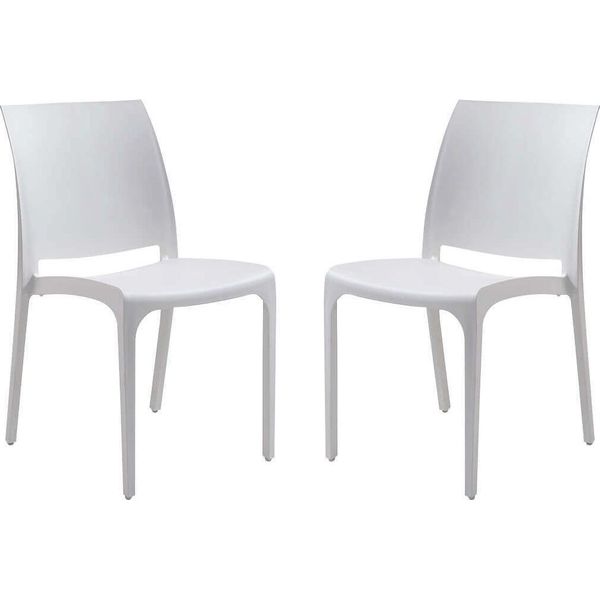 Milanihome.It - Set Di 2 Sedie Poltrone Da Giardino In Plastica Design Moderno Colorata Biancodi Colorebianco-image
