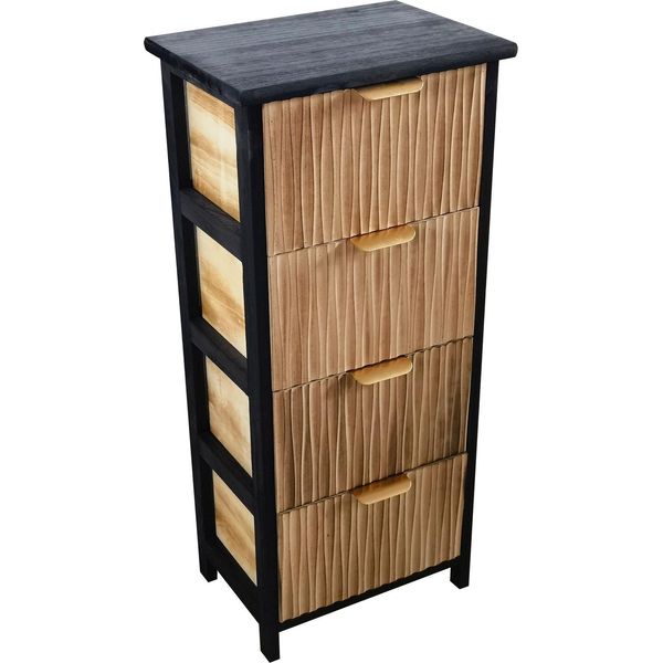 Milani Home - Mobiletto In Legno Con 4 Cassetti Cm 34 L X 25 P X 77 Hdi Coloremarrone Chiaro-image