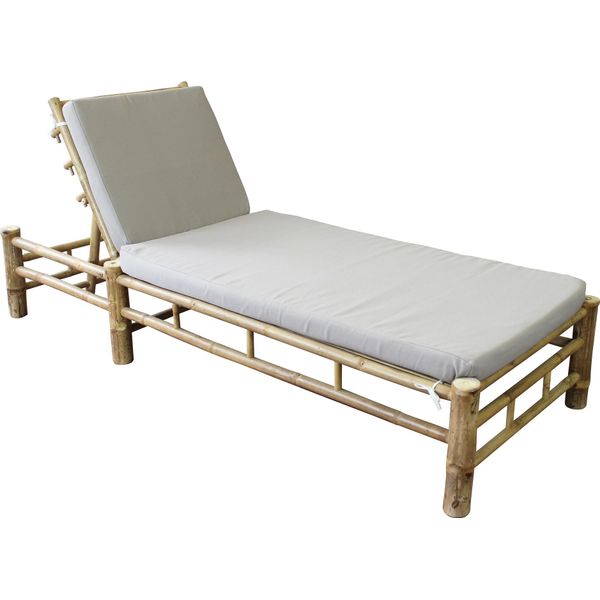 Milanihome.It - Lettino Da Giardino In Bamboo Di Design Per Esterno Giardino Cm 80 L X 210 P X 36 Hdi Coloregrigio-image