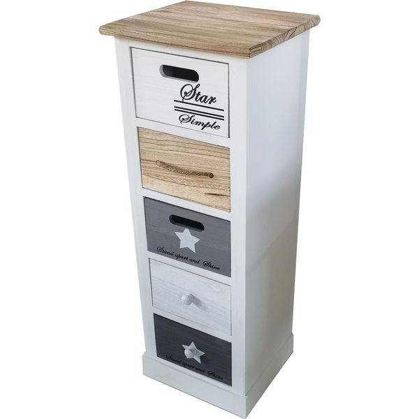 Milani Home - Mobiletto In Legno Con 5 Cassetti Cm 29 L X 27 P X 81 Hdi Colorebianco-image