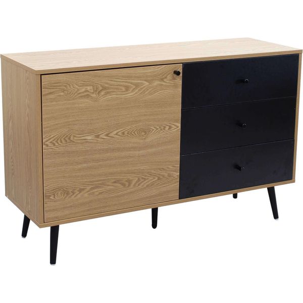 Milanihome.It - Madia Moderna Un Anta E Tre Cassetti Di Design Per Salotto, Soggiorno 118X39,5X76 Hdi Coloremarrone-image