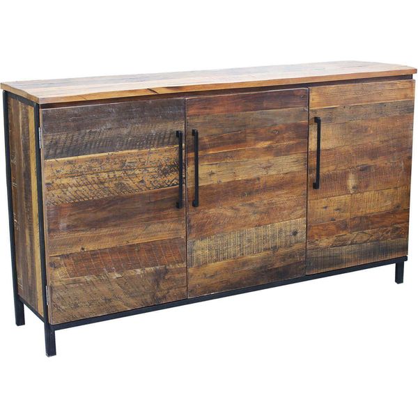 Milanihome.It - Madia Moderna In Legno Con Tre Ante Di Design Moderno Per Salotto Cucina Sala Da Pranzo Cm 150X40X86 Hdi Coloremarrone-image