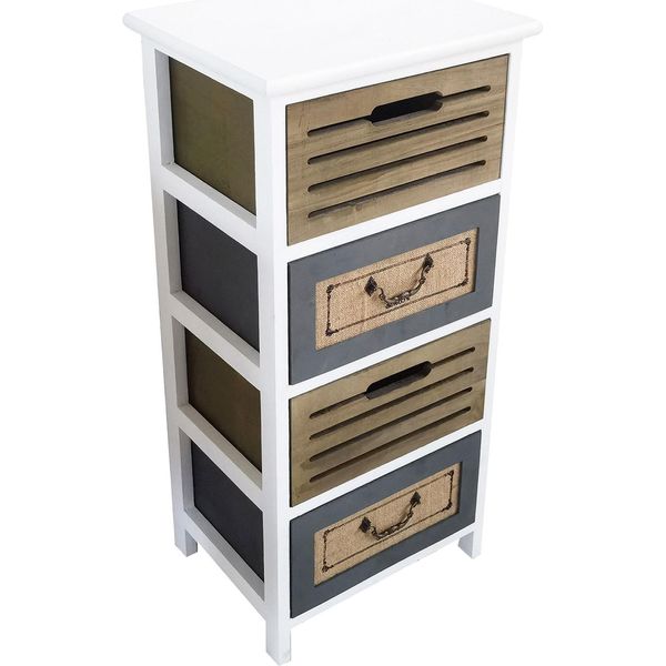 Milani Home - Mobiletto In Legno Con 4 Cassetti Cm 35 L X 28 P X 73 Hdi Coloremarrone Chiaro-image