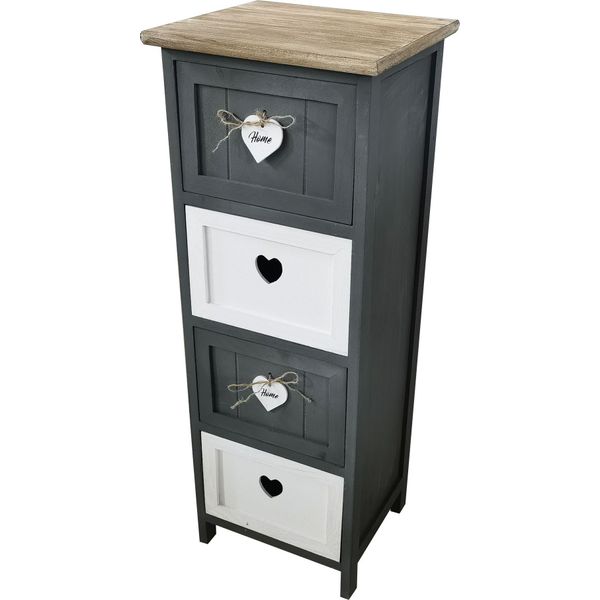 Milani Home - Mobiletto In Legno Con 4 Cassetti Cm 30 L X 27,5 P X 81 Hdi Coloregrigio-image