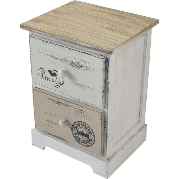 Milani Home - Mobiletto In Legno Con 2 Cassetti Cm 29 L X 25 P X 40 Hdi Coloregrigio Chiaro-image