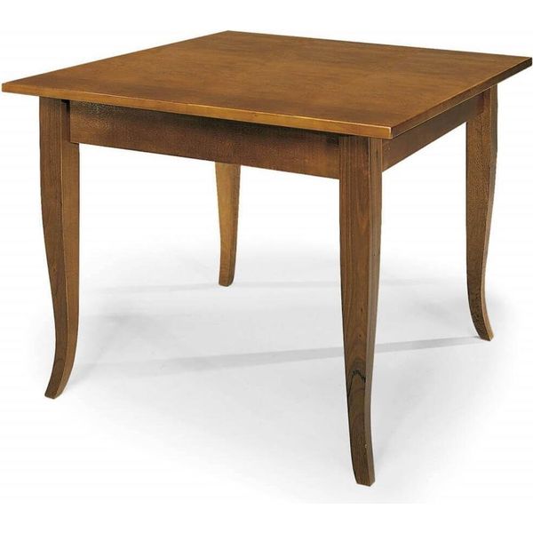 Milanihome.It - Tavolo Da Pranzo Quadrato Fisso Noce Cm 90X90 Per Interno Sala Da Pranzo Cucina Arte Poveradi Coloretinta Noce-image