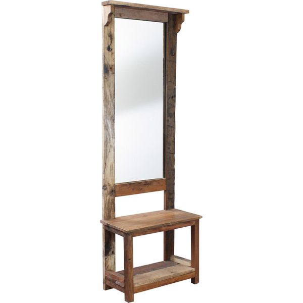 Milani Home - Mobile Entrata In Legno Riciclato Cm 60 L X 30 P X 180 Hdi Coloremarrone-image