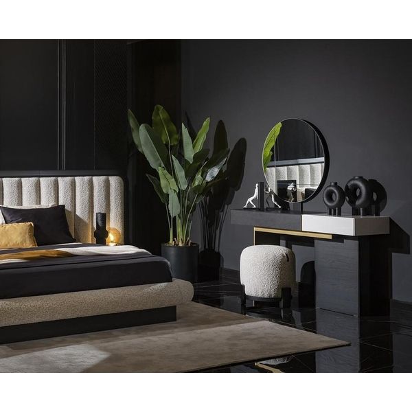 Tavolino Da Toilette Di Design Con Specchio Camera Da Letto Moderna Mobili Di Alta Qualità-image