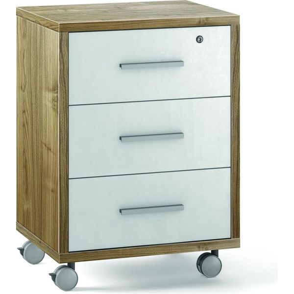 Milanihome.It - Cassettiera Per Ufficio 3 Cassetti Con Ruote Di Design Moderno Cm 51 L X 41 P X 71 Hdi Colorebianco-image