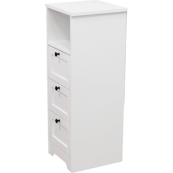 Milani Home - Mobiletto Tre Cassetti Un Vano Cm 81,5 L X 30 P X 30 Hdi Colorebianco-image