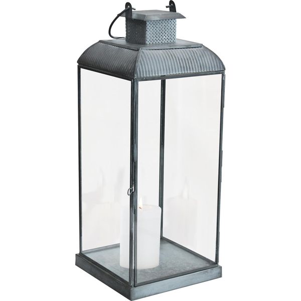 Milanihome.It - Lanterna In Vetro Di Design Moderno Per Giardino Cm 17,5 X 17,5 X 42 Hdi Coloregrigio-image