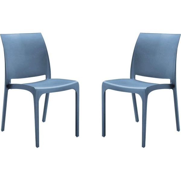 Milanihome.It - Set Di 2 Sedie Poltrone Da Giardino In Plastica Design Moderno Colorata Bludi Coloreblu-image