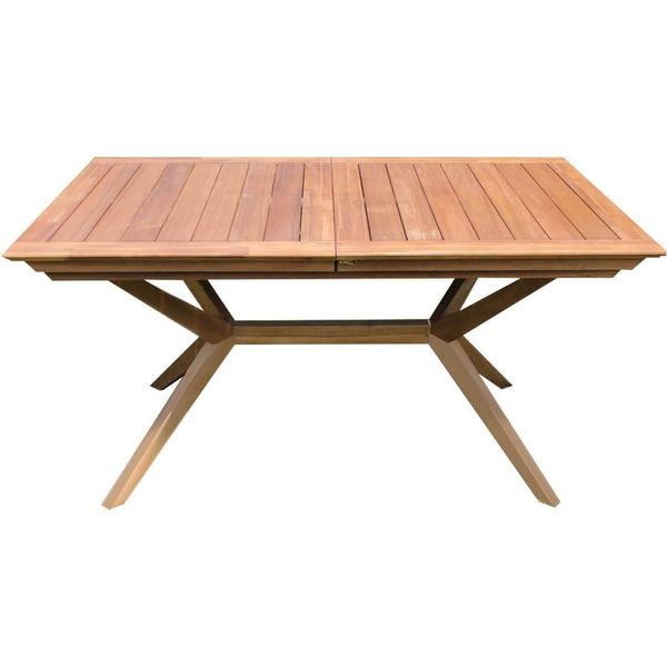 Milanihome.It - Tavolo Rettangolare Allungabile In Legno Di Acacia 150/200X90 Per Esterno Giardino Portico Ristorante Bar Hotel Albergodi Coloremarrone-image