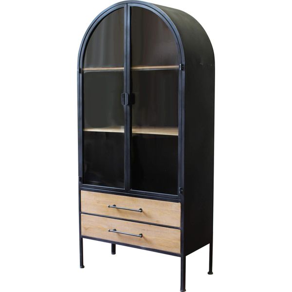 Milanihome.It - Vetrina Industrial In Metallo Con Due Cassetti Cm 81,5 X 40 X 180 H Di Design Moderno Industrial Cm 81,5 X 40 X 180 Hdi Coloreantracite-image
