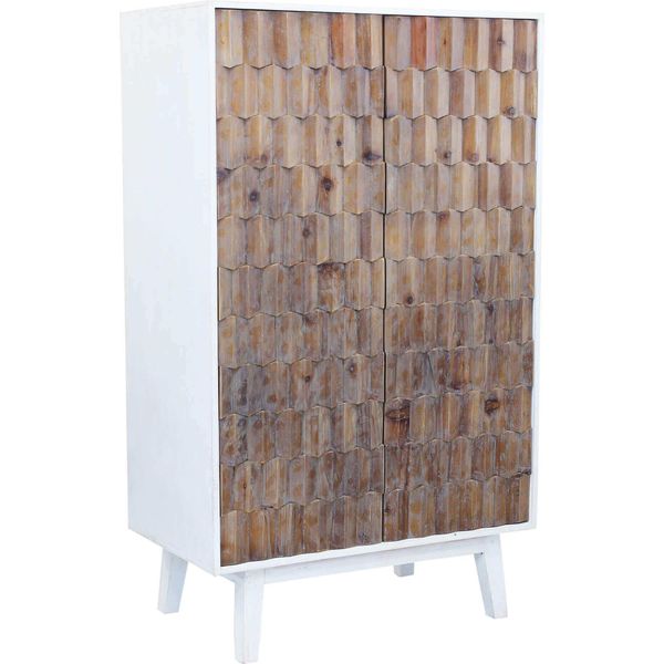 Milanihome.It - Armadio A Due Ante Con Decoro In Legno Di Design Moderno Per Salotto Cucina Sala Da Pranzo Cm 90X50X150 Hdi Colorebianco-image
