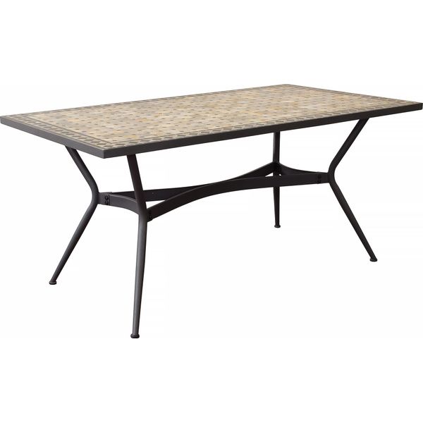 Milani Home - Tavolo Con Piano Rettangolare E Mosaico Beige E Antracite Cm 160 L X 90 P X 75 Hdi Coloreantracite-image