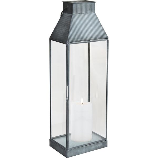 Milanihome.It - Lanterna In Vetro Di Design Moderno Per Giardino Cm 18 X 12,5 X 51 Hdi Coloregrigio-image