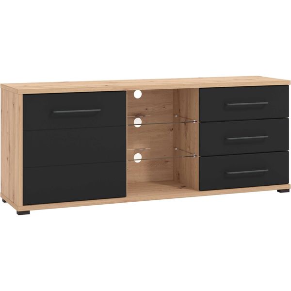 Milanihome.It - Porta Tv Un Anta Tre Cassetti Moderno Minimal In Legno Di Design Moderno Industrial Cm 161,5 X 40 X 65 Hdi Coloreantracite-image