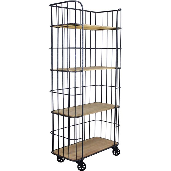Milanihome.It - Scaffale Industrial Con Ruote Di Design Moderno Industrial Cm 77 X 39,5 X 168 Hdi Colorenero-image