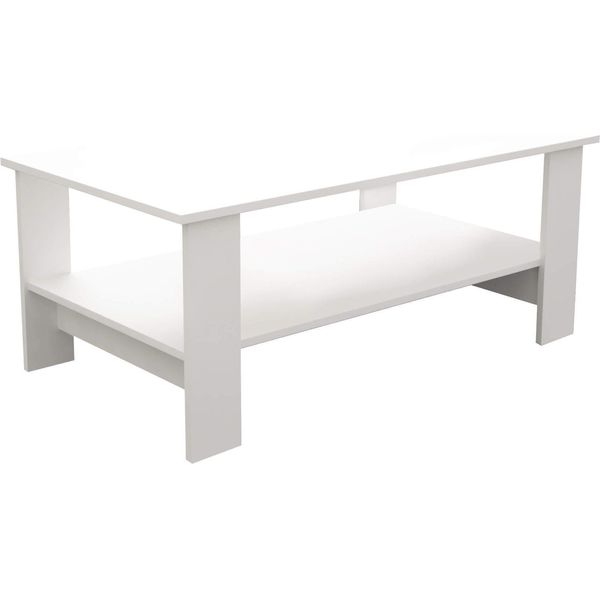 Milanihome.It - Tavolino Da Salotto Moderno Cm 100X55X41 Hdi Colorebianco-image