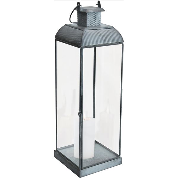 Milanihome.It - Lanterna In Vetro Di Design Moderno Per Giardino Cm 17,5 X 17,5 X 52 Hdi Coloregrigio-image