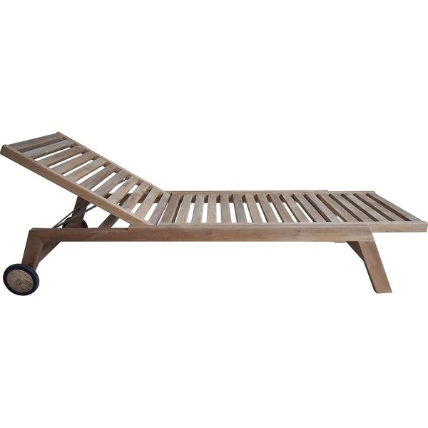 Milani Home - Lettino Con Ruote In Teak Cm 200 L X 76 P X 35 Hdi Coloremarrone Chiaro-image