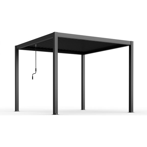 Milani Home - Pergola Bioclimatica In Alluminio 3X4 Con Doppia Lamella A Movimentazione Manuale Cm 300 L X 400 P X 250 Hdi Coloregrigio Scuro-image