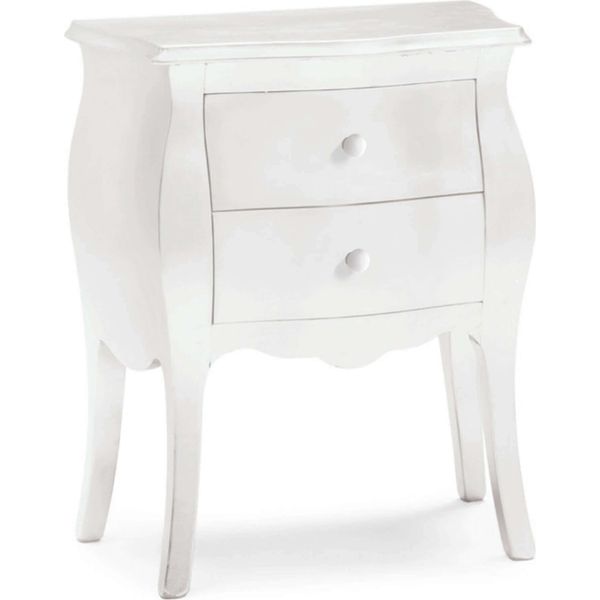 Milanihome.It - Comodino In Legno Massello Bombato 49X29X61Di Colorebianco-image