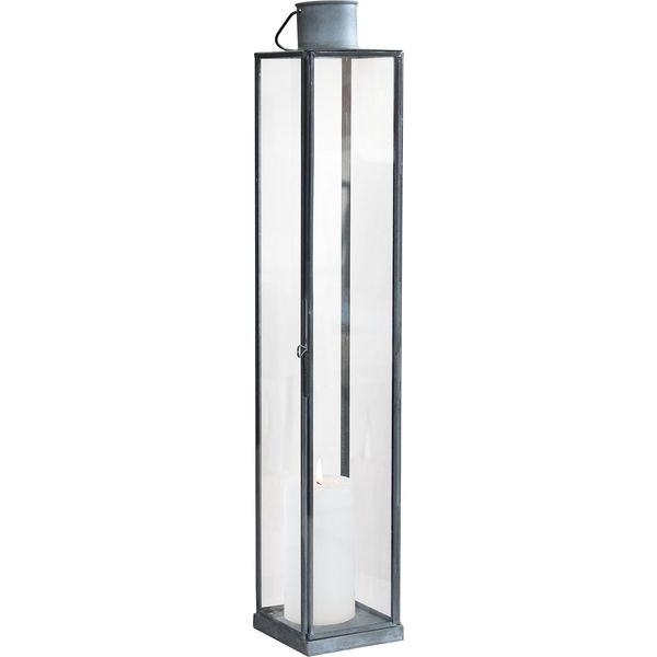 Milanihome.It - Lanterna In Vetro Di Design Moderno Per Giardino Cm 10 X 10 X 57 Hdi Coloregrigio-image