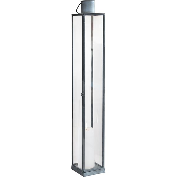 Milanihome.It - Lanterna In Vetro Di Design Moderno Per Giardino Cm 10 X 10 X 67 Hdi Coloregrigio-image