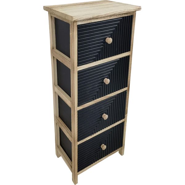 Milani Home - Mobiletto In Legno Con 4 Cassetti Cm 34 L X 25 P X 77 Hdi Colorenero-image