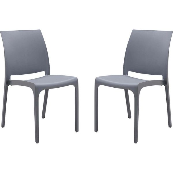 Milanihome.It - Set Di 2 Sedie Poltrone Da Giardino In Plastica Design Moderno Colorata Grigio Chiarodi Coloregrigio Chiaro-image