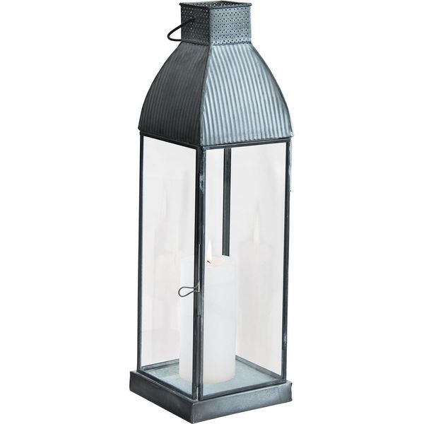 Milanihome.It - Lanterna In Vetro Di Design Moderno Per Giardino Cm 12 X 12 X 41 Hdi Coloregrigio-image