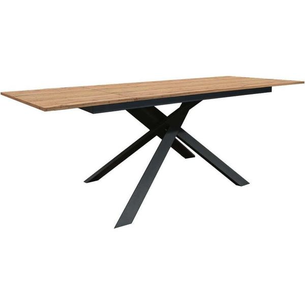 Milanihome.It - Tavolo Da Pranzo Allungabile Di Design Moderno Industrial Cm 80 X 120/160 X 77 Hdi Colorequercia Chiaro-image