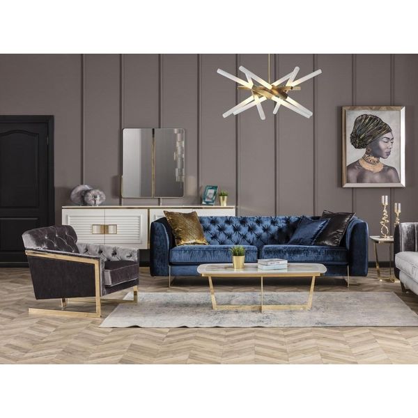 Set Soggiorno Moderno Beige Divano 4 Posti Poltrona Poltrona Tessile Soggiorno-image